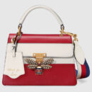 476541 GUCCI Queen Margaret 系列 皮革 手提包 芙蓉红和白色