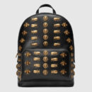 406370 GUCCI 古驰 动物造型 金属铆钉 真皮双肩包 黑色