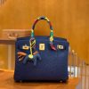 爱马仕 Birkin 30 鸵鸟皮 深海蓝 金扣 全手工缝制