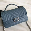 FENDI 芬迪 8770 时装秀款 Micro Baguette 压纹双面链条包 蓝灰色
