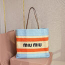 miumiu*5BG228拼色LOGO手提包拼蓝色免检版