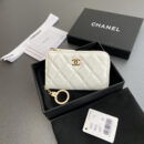 Chanel AP0221零钱包白色漆皮金扣免检版
