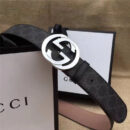 古驰 Gucci 原单面料 头层树膏磨砂底 双G扣头 银色
