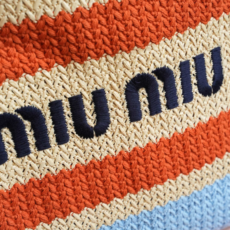 miumiu*5BG228拼色LOGO手提包拼蓝色免检版 - Image 9