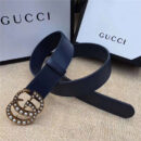 Gucci 原版牛皮搭配原单仿古铜珍珠双G扣头 腰带 彰显超凡品味 顶级精品 棕红色