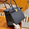39c9605eba52eb1.jpg 爱马仕 Birkin 30cm 掌纹牛皮 内缝 午夜蓝 金扣 全手工缝制