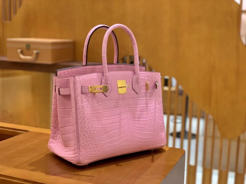 爱马仕 Birkin 30cm 樱花粉 金扣 尼罗 两点 鳄鱼皮 - Image 6