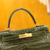 爱马仕 Kelly 28cm 橄榄绿 一级尼罗鳄 金扣 原版蜜蜡线 顶级手缝