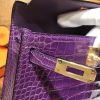 爱马仕 MiniKelly 迷你凯莉 梦幻紫 一级美洲鳄鱼皮 顶级手缝蜡线 金扣 19cm 2代