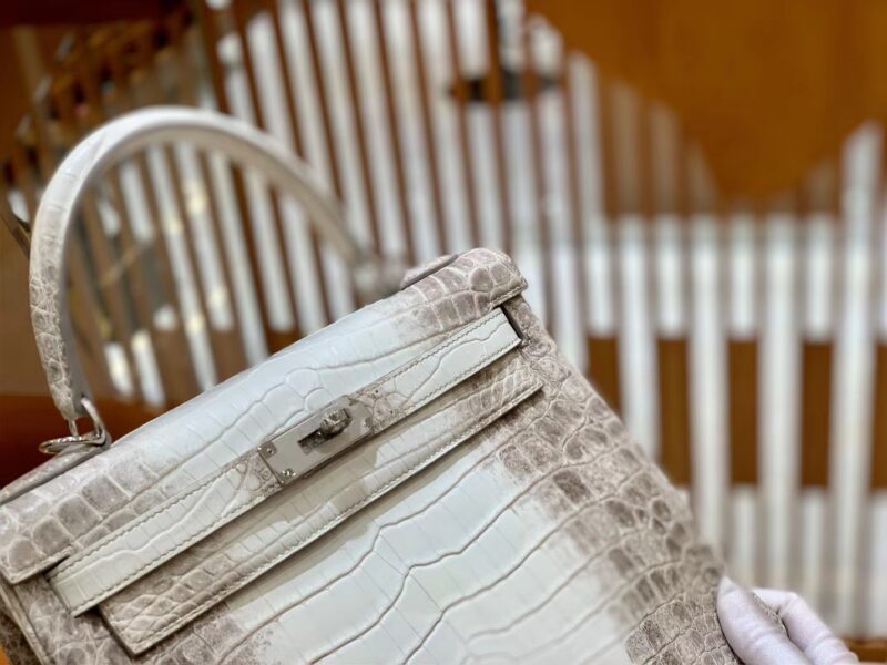 爱马仕 Kelly 28cm 喜马拉雅 一级尼罗鳄鱼皮 银扣 原版蜜蜡线 顶级手工缝制 - Image 4