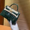 爱马仕 Mini kelly 19cm 一级美洲鳄鱼皮 祖母绿 金扣 原版蜜蜡线 顶级手工