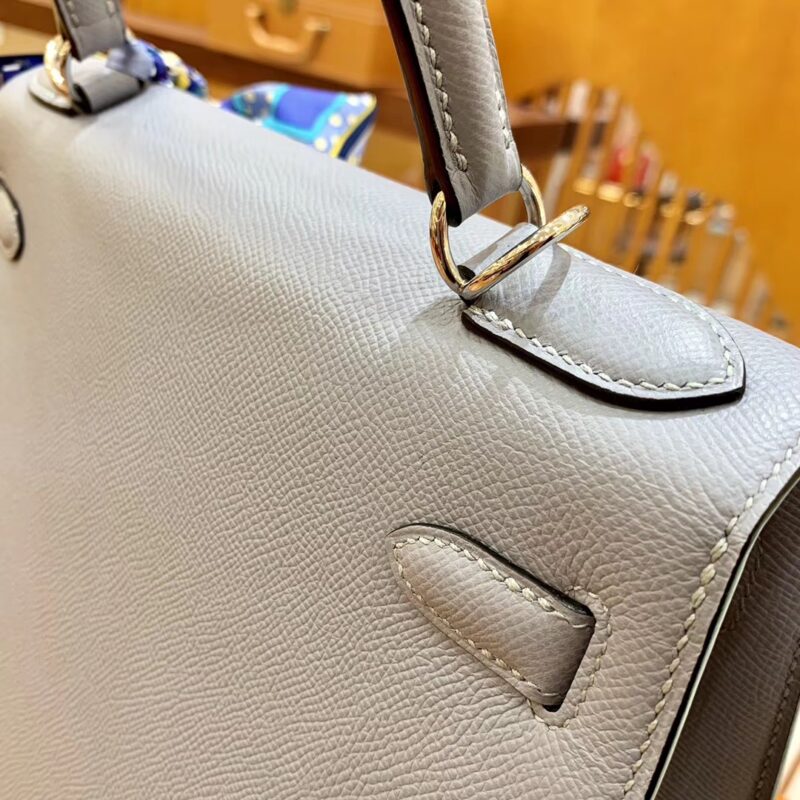 爱马仕 Kelly 28cm 冰川蓝 金扣 Epsom掌纹牛皮 全手工缝制 臻品级别 - Image 4