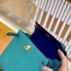 爱马仕 Kelly 凯莉包 掌纹牛皮 电光蓝拼维罗纳绿 金扣 25cm