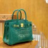 3c0e7f7dc119681.jpg 爱马仕 Birkin 30 翡翠绿 金扣 湾鳄 一级皮