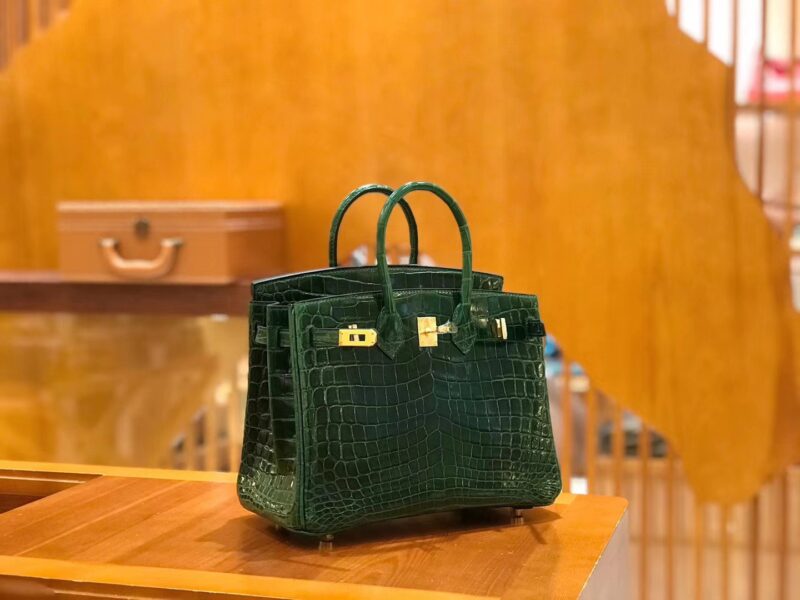 爱马仕 Birkin 25cm 祖母绿 进口一级尼罗鳄鱼皮 蜡线 全手工缝制