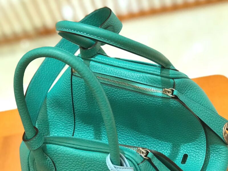 爱马仕 Lindy 26cm 维罗纳绿 Togo牛皮 银扣 原版蜜蜡线 顶级手缝 - Image 6
