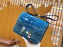 爱马仕 Constance 23cm 伊兹密尔蓝 一级尼罗鳄鱼皮 银扣 原版蜜蜡线 顶级手缝