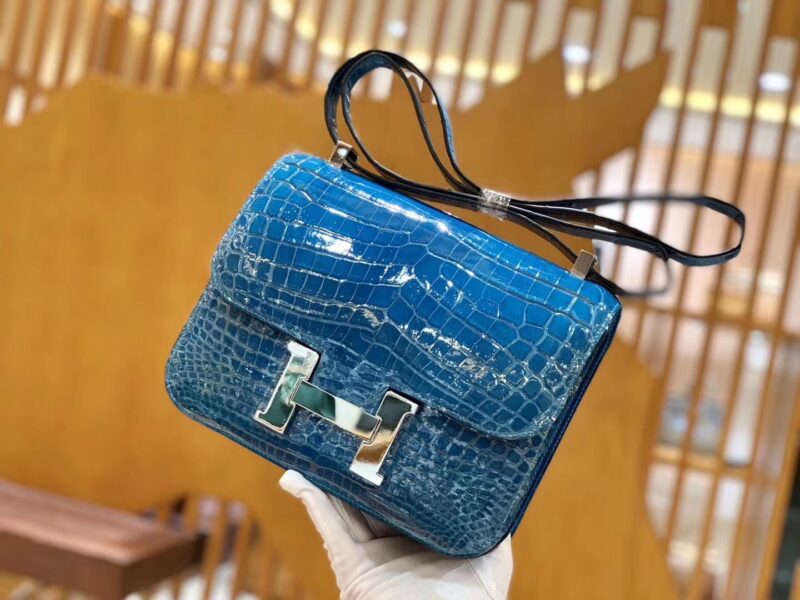 爱马仕 Constance 23cm 伊兹密尔蓝 一级尼罗鳄鱼皮 银扣 原版蜜蜡线 顶级手缝 - Image 4