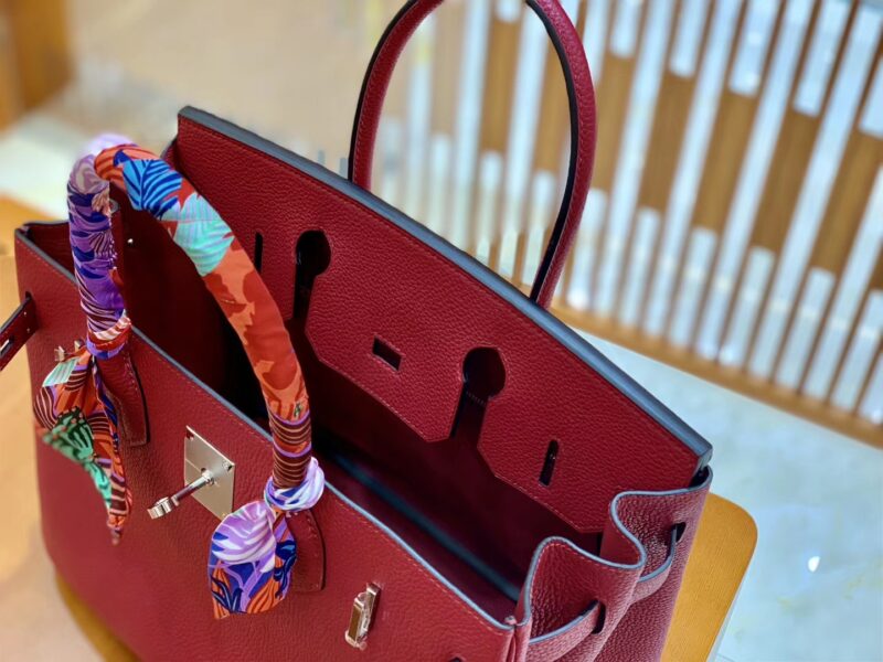 爱马仕 Birkin 30cm 石榴红 银扣 德国进口togo 牛皮 全手工缝制 - Image 2