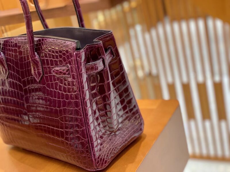 爱马仕 Birkin 30cm 葡萄紫 金扣 一级皮 尼罗鳄鱼皮 臻品级别 - Image 4