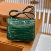 爱马仕 Constance 18cm 宝石绿 金扣 美洲亮面 鳄鱼皮 全手工缝制