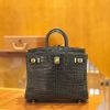 爱马仕 Birkin 铂金包 石墨灰 进口一级湾鳄鳄鱼皮 蜡线 全手工缝制 25cm