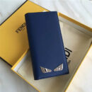 FENDI 芬迪 罗马皮革SELLERIA长款 小怪兽牛皮长款二折钱包 蓝色