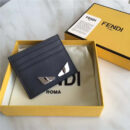 FENDI 芬迪 小怪兽金属眼睛 2JOURS 罗马牛皮卡片夹 黑色