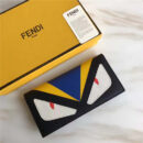 FENDI 芬迪 丝印拼色精美小牛皮长款皮夹 黑板色