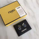 FENDI 芬迪 2017新款 face 小牛皮三夹层卡片套 黑色
