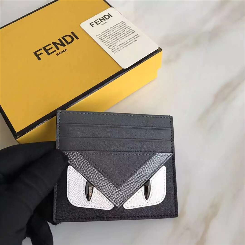 FENDI 芬迪 小怪兽眼睛 2JOURS 罗马牛皮卡片夹 黑色