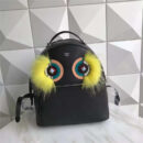 FENDI/芬迪 走秀新款 小怪兽黄毛毛大眼睛铆钉 双肩包 黑色