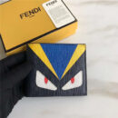 FENDI 芬迪 罗马SELLERIA 丝印拼色小牛皮短款横式皮夹 黑色