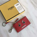FENDI 芬迪 0235 皮质配金属装饰小牛皮三夹层卡片套 零钱包 钥匙包 红色