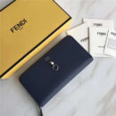 Fendi 芬迪 0212 2017年最新设计小牛皮拉链长夹 金属环 蓝色