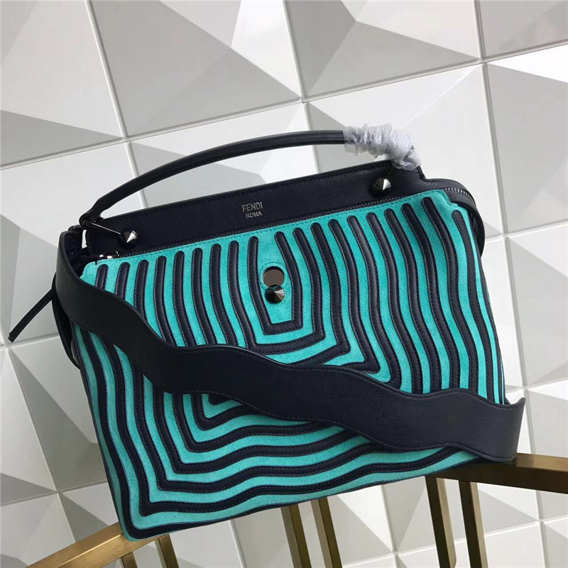 8785 FENDI 芬迪 小牛皮时装秀款 水波纹 手提斜跨肩包 绿色