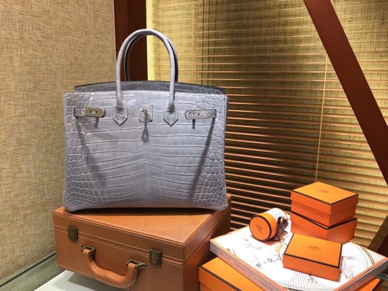 爱马仕 Birkin铂金包 斑鸠灰 美洲鳄鱼 方块 进口原料 顶级手缝工艺 银扣 35cm