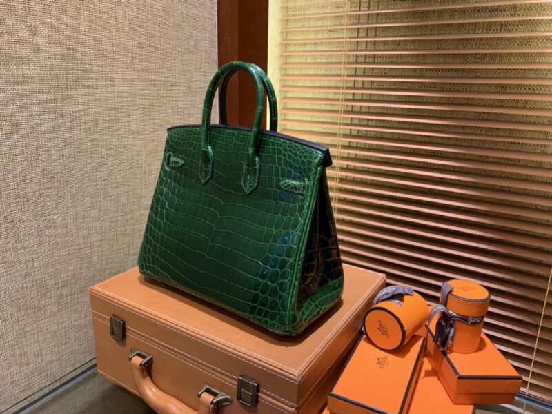 爱马仕 Birkin铂金包 祖母绿一级皮 尼罗鳄鱼 进口原料 顶级手缝工艺 25cm - Image 7