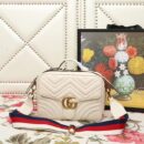 498100 Gucci GG Marmont系列 绗缝 翻盖 肩背包 白色