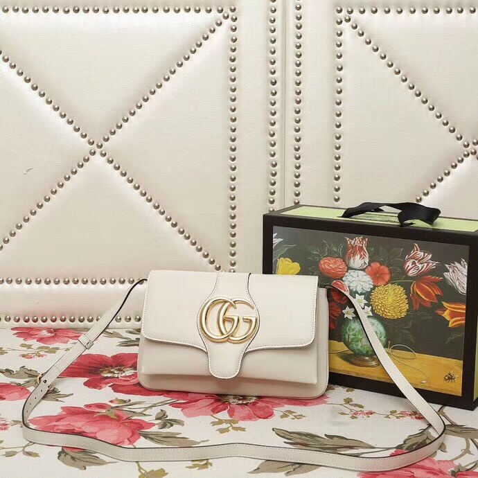550129 Gucci Arli系列 小号 双G翻盖 复古肩背包 白色
