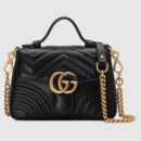 547260 Gucci GG Marmont系列迷你手提包 绗缝V型皮革 黑色