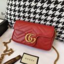 476433 Gucci GG Marmont系列绗缝皮革超迷你手袋 芙蓉红