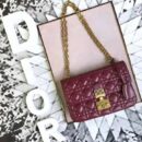 M5818 Dior Addict女包 小羊皮 藤格纹 翻盖式 迪奥手提包 枣红色