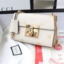 409487 Gucci肩背包 Padlock系列 真皮 白色蜜蜂星星 链条肩背包 白色