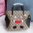 410812 Gucci手袋 立体卡通图案 布纹牛皮 古驰mini购物袋 黑色