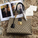 479197 Gucci女包 Gucci手提包 双G蜜蜂印花 古驰链条双肩带大包 啡色