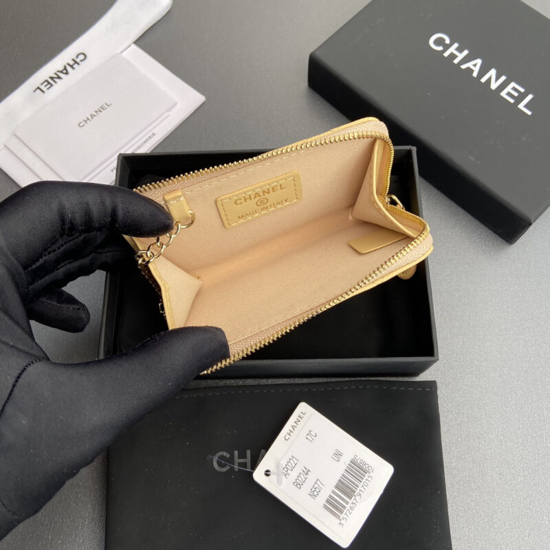 Chanel AP0223零钱包黄色鱼子酱金扣免检版 - Image 8