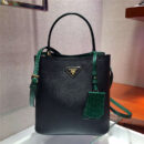 1BA212 Prada New Double 撞色鳄鱼牛皮 普拉达手提包 黑拼绿