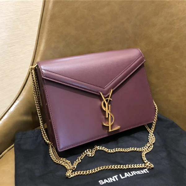 532750 YSL女袋 CASSANDRA 中号 字母标志 拉头光面 圣罗兰信封皮包 葡萄紫