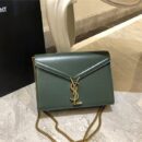 532750 YSL女袋 CASSANDRA 中号 字母标志 拉头光面 圣罗兰信封皮包 深绿色